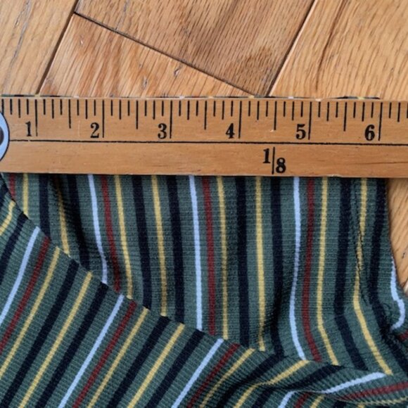 No Boundaries Ribbed Striped Ringer Tee | Green Yellow Black | Size M (7–9) - Picture 6 of 7